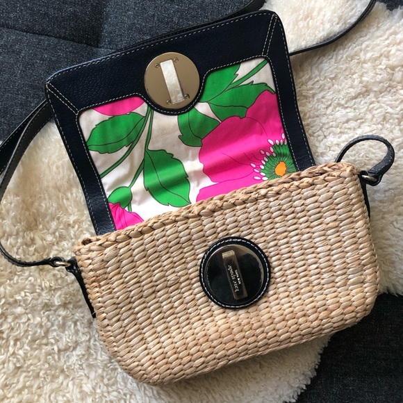 kate spade Handbags - [Kate Spade] Straw Leather Floral Crossbody Purse